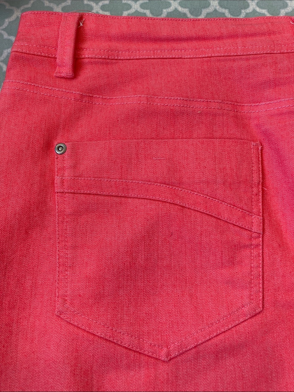 Christopher & Banks Coral Colored Denim Skirt Midi Pencil 14 - Picture 6 of 9
